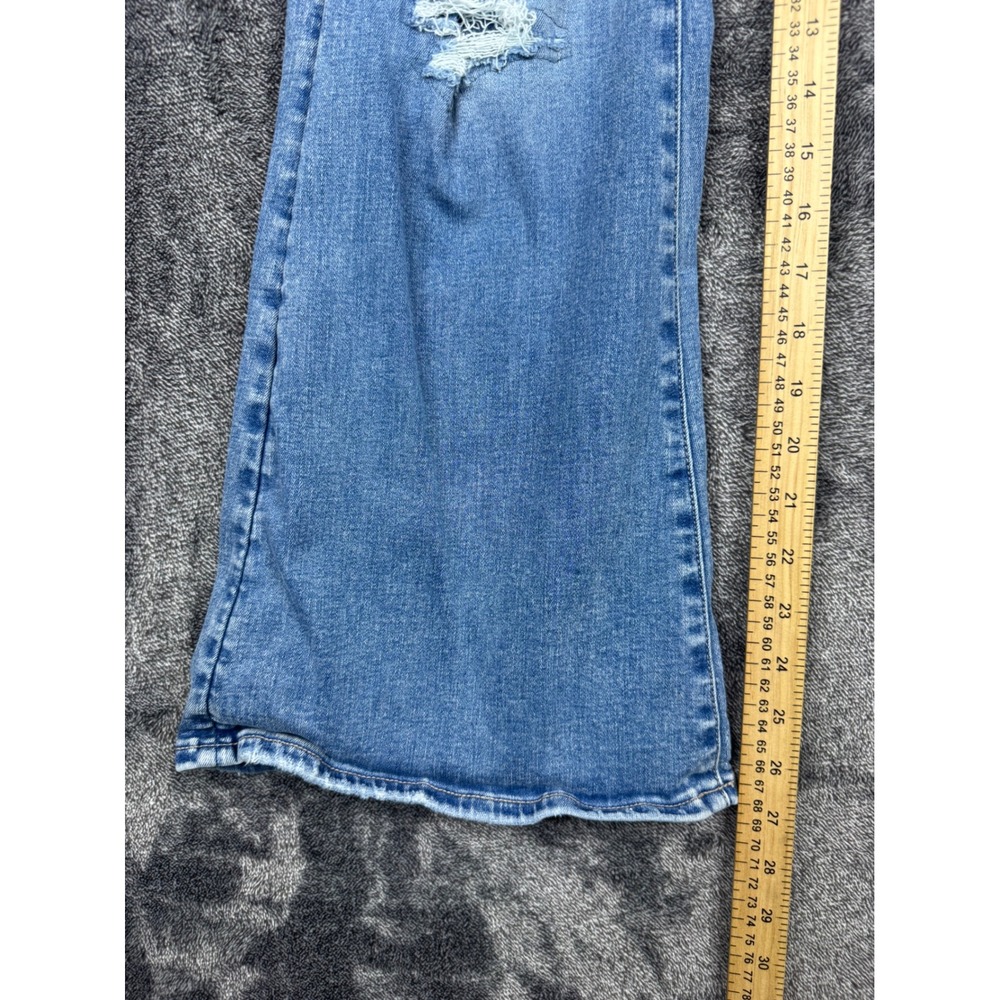 American Eagle Flare Jeans Womens 10 Blue Curvy Super High-Rise Distressed - Picture 4 of 9